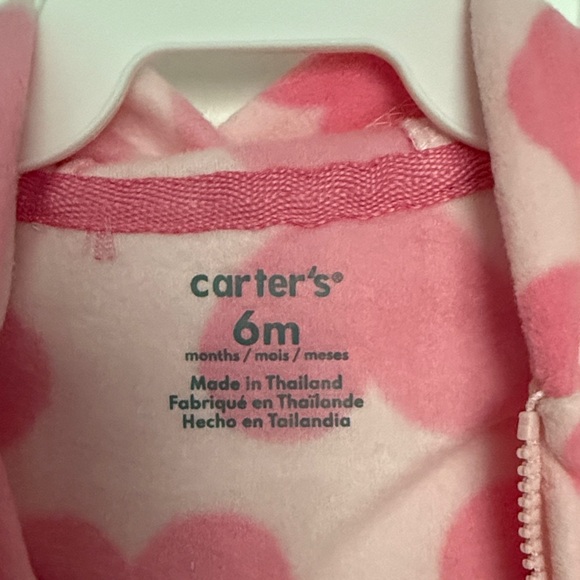 Carter's Pink Heart Baby Hooded Onesie - Picture 2 of 6